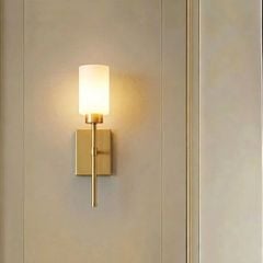 Đèn gắn tường decor, chao thủy tinh đục phối kim loại nghệ thuật VDC-582