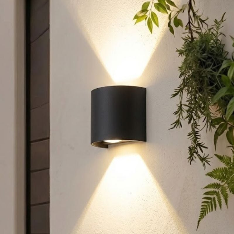 Đèn tường Led hiện đại ngoài trời, hắt 2 đầu, thiết kế khối bầu VNT-333