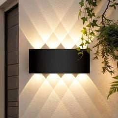 Đèn tường Led hiện đại ngoài trời, hắt 8 tia, thiết kế khối bầu VNT-336