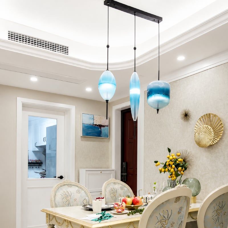 Đèn thả nhà bếp-bàn ăn cao cấp, thả chụp chao đá sứ màu xanh ngọc Nghệ Thuật SBA-68