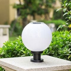 Đèn trụ cổng - hàng rào, hành lang năng lượng mặt trời, thiết kế hình cầu, đế đen DTC-06