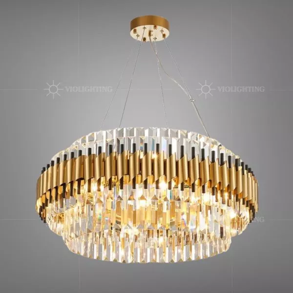 Đèn chùm phale, thiết kế kiểu tròn, kim loại phối thẻ phale K9 cao cấp DC-120