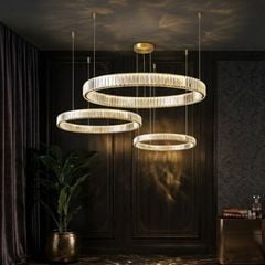 Đèn chùm phale, thiết kế thả ngang, 3 vòng tròn phale trắng cao cấp DC-411