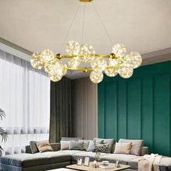 Đèn thả hiện đại - thiết kế vòng tròn kim loại phối chao thủy tinh DT-29
