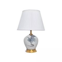 Đèn bàn thân sứ, chụp vải phong cách Trung Hoa cao cấp DB-697