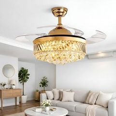Quạt trần đèn, cánh xếp, phối khung phale cao cấp  QT-112