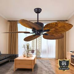 Quạt trần 5 cánh thiết kế hình lá phong cách cổ điển QT-104