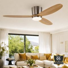 Quạt trần 3 cánh gỗ tự nhiên - Thiết kế sát trần hiện đại QT-31