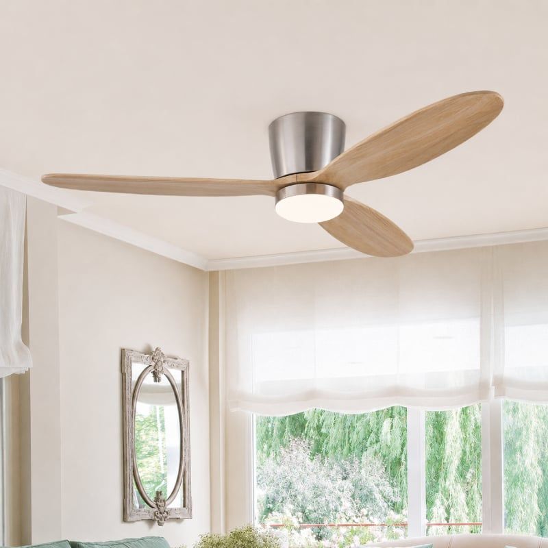 Quạt trần 3 cánh gỗ tự nhiên - Thiết kế sát trần hiện đại QT-31