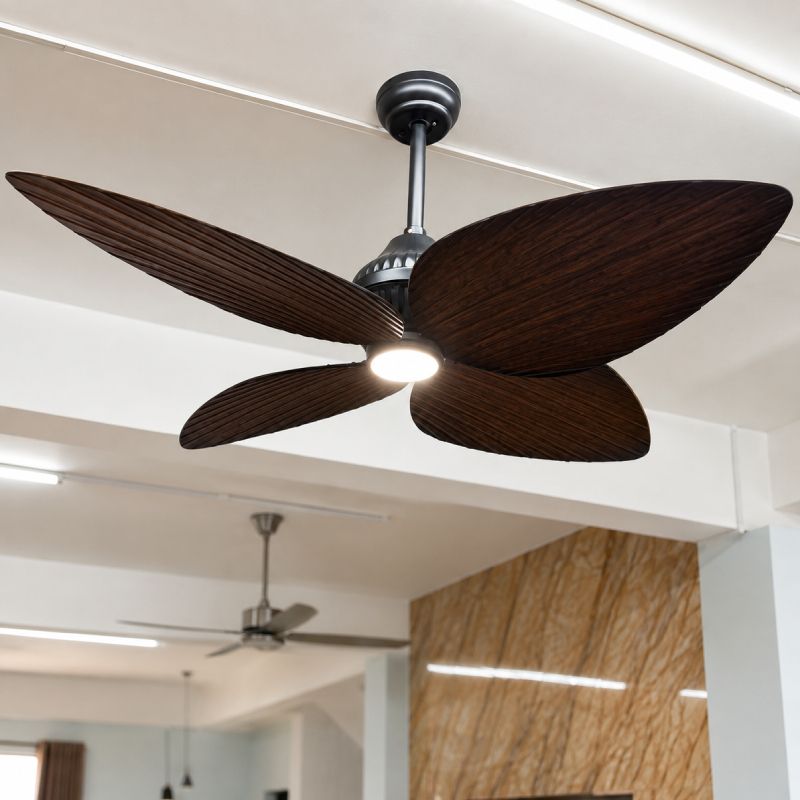 Quạt trần đèn 4 cánh thiết kế hình lá phong cách cổ điển QT-275