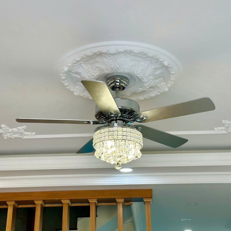 Quạt trần đèn, 5 cánh nhựa, phối khung phale cao cấp  QT-131