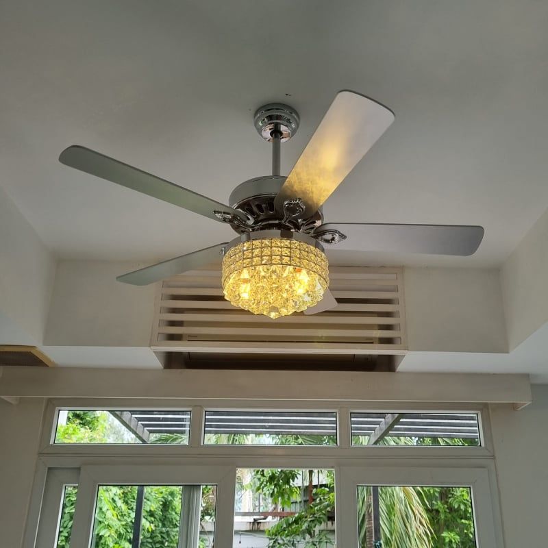 Quạt trần đèn, 5 cánh nhựa, phối khung phale cao cấp  QT-131