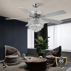 Quạt trần đèn, 5 cánh nhựa, phối khung phale cao cấp  QT-131