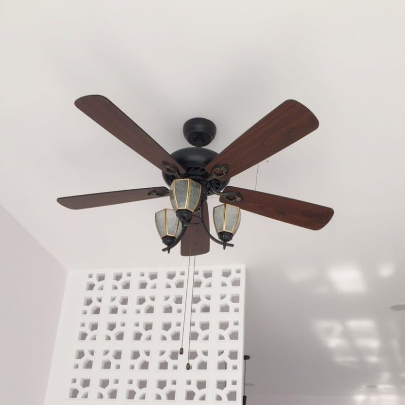 Quạt trần đèn, 5 cánh gỗ, thiết kế cổ điển QT-130