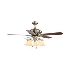 Quạt trần đèn, 5 cánh gỗ, thiết kế cổ điển QT-137