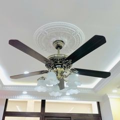 Quạt trần đèn, 5 cánh gỗ, thiết kế cổ điển QT-137
