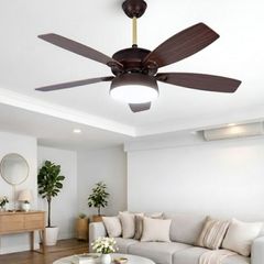 Quạt trần đèn, 5 cánh gỗ, thiết kế hiện đại QT-162