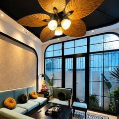 Quạt trần đèn 5 cánh thiết kế hình lá phong cách cổ điển QT-255