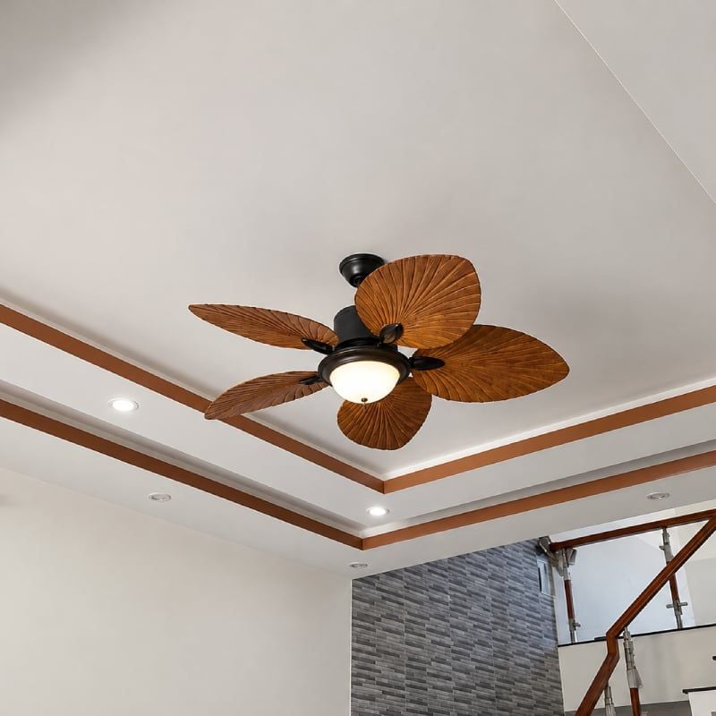 Quạt trần đèn 5 cánh thiết kế hình lá phong cách cổ điển QT-257