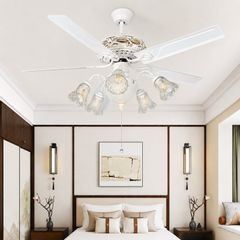 Quạt trần đèn 5 cánh trắng, thiết kế tân cổ điển sang trọng QT-78