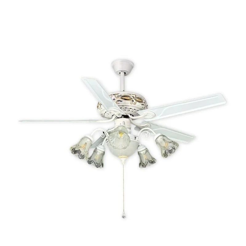 Quạt trần đèn 5 cánh trắng, thiết kế tân cổ điển sang trọng QT-78