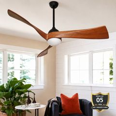 Quạt trần đèn cánh gỗ màu nâu trầm sang trọng QT-52