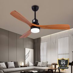 Quạt trần đèn, 3 cánh gỗ, thiết kế hiện đại QT-139