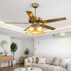 Quạt trần đèn, cánh kim loại, thiết kế cổ điển  QT-103