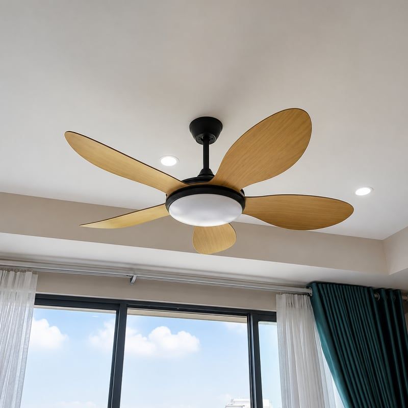 Quạt Trần Đèn, Cánh Nhựa Giả Gỗ, Thiết Kế Hiện Đại QT-197