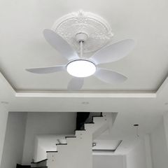 Quạt trần đèn cánh nhựa trắng thiết kế đơn giản hiện đại QT-196