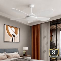 Quạt trần đèn cánh nhựa trắng thiết kế đơn giản hiện đại QT-196