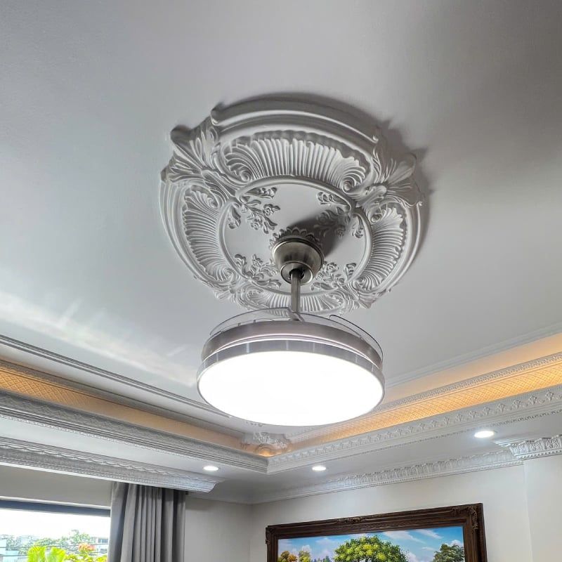 Quạt trần đèn, cánh xếp, thiết kế hiện đại QT-123