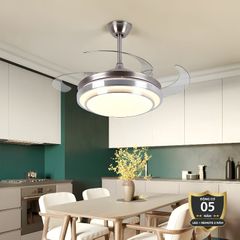 Quạt trần đèn, cánh xếp, thiết kế hiện đại QT-126