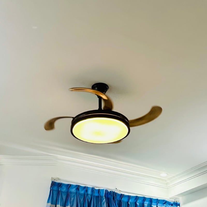 Quạt trần đèn, cánh xếp, thiết kế hiện đại QT-128
