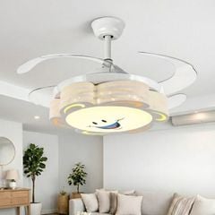 Quạt trần đèn, cánh xếp, thiết kế hình hoa mặt trời cho phòng bé  QT-186
