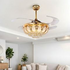 Quạt trần đèn cổ điển, cánh xếp, phối khung phale cao cấp  QT-178