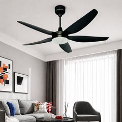 Quạt trần đèn, phong cách hiện đại, 5 cánh đen QT-73