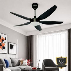 Quạt trần đèn, phong cách hiện đại, 5 cánh đen QT-73