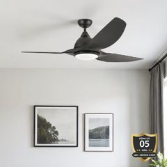Quạt trần đèn thiết kế 3 cánh màu đen tối giản, hiện đại QT-112