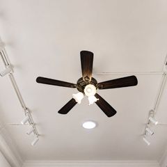 Quạt trần đèn thiết kế 5 cánh gỗ phong cách cổ điển QT-215