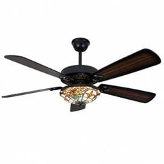 Quạt trần đèn thiết kế 5 cánh gỗ phong cách cổ điển QT-223