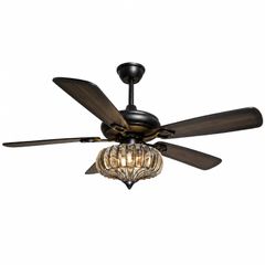 Quạt trần đèn thiết kế 5 cánh gỗ phong cách cổ điển QT-226