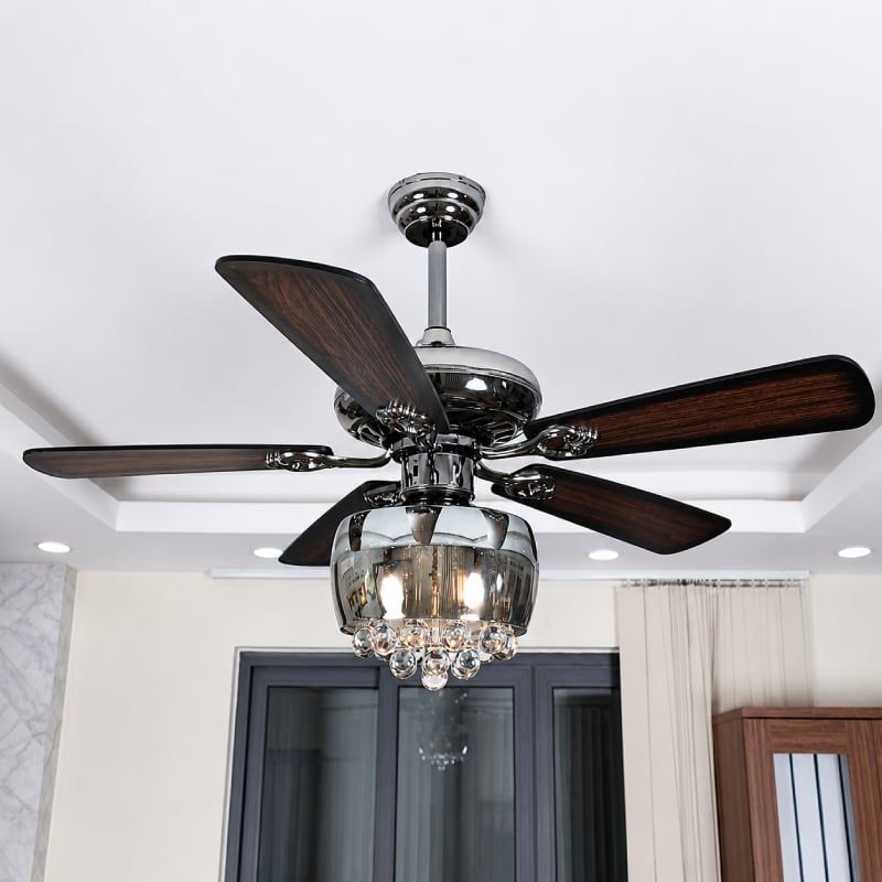 Quạt trần đèn thiết kế 5 cánh gỗ phong cách cổ điển QT-227