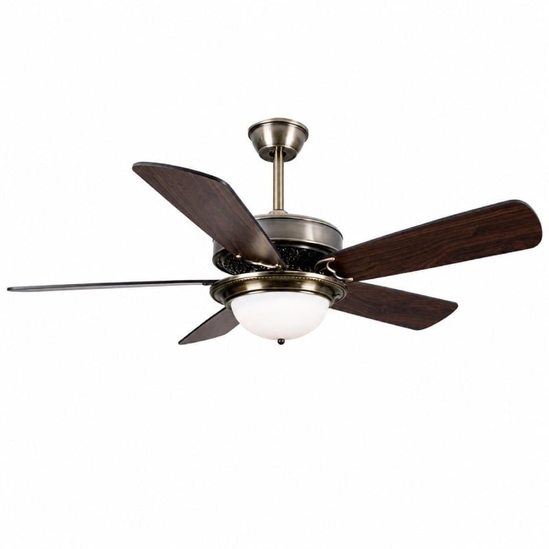 Quạt trần đèn thiết kế 5 cánh gỗ phong cách cổ điển QT-229