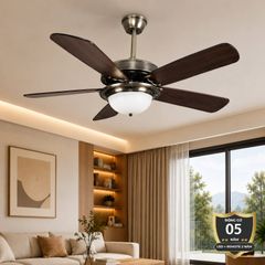 Quạt trần đèn thiết kế 5 cánh gỗ phong cách cổ điển QT-229