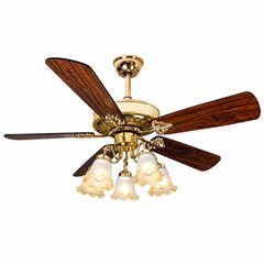 Quạt trần đèn thiết kế 5 cánh gỗ phong cách cổ điển QT-231