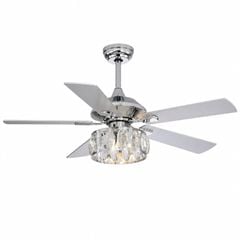 Quạt trần đèn thiết kế 5 cánh gỗ phong cách cổ điển QT-236