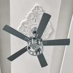 Quạt trần đèn thiết kế 5 cánh gỗ phong cách cổ điển QT-236