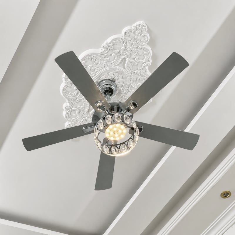 Quạt trần đèn thiết kế 5 cánh gỗ phong cách cổ điển QT-236