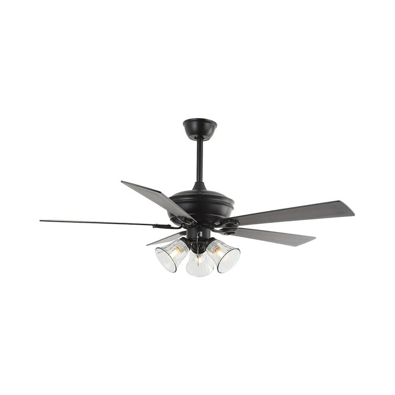 Quạt trần đèn thiết kế 5 cánh gỗ, phong cách cổ điển QT-44